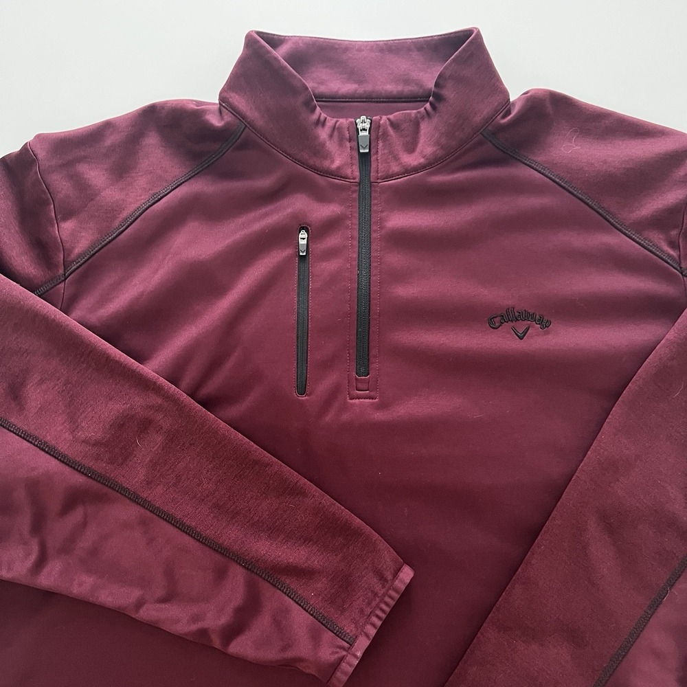 Callaway Quarter Zip Men's XXL Burgundy Tech Fleece Athletic‎ Long Sleeve